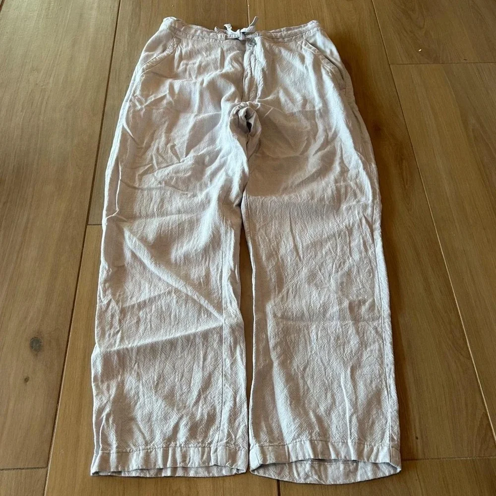 Cubavera cream white baggy linen pants with drawstring waist, size M